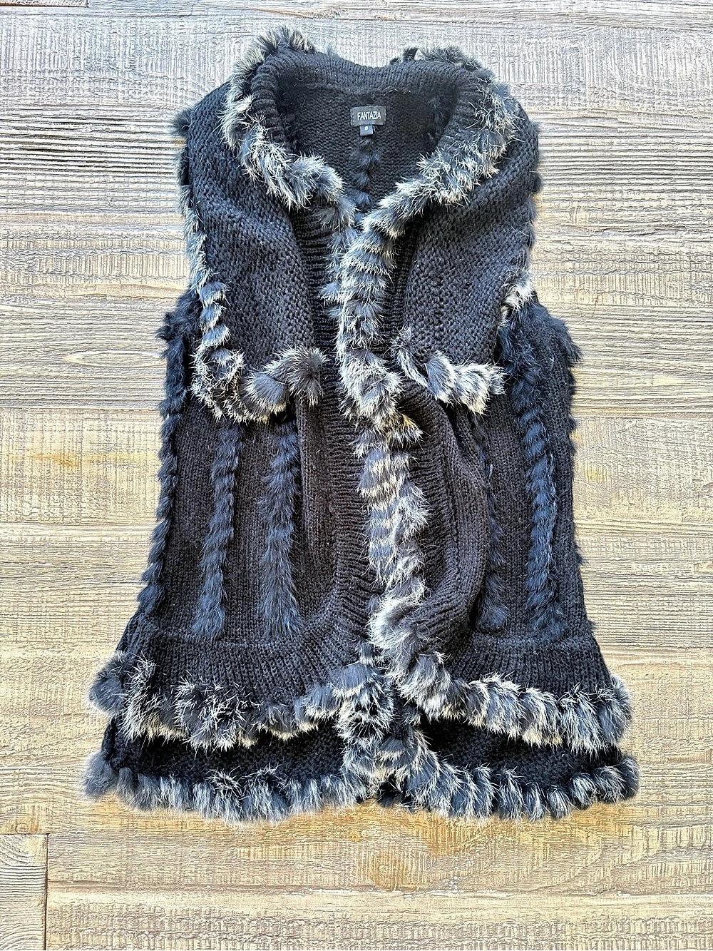 Fantazia Knit Vest Black & Gray Size Small